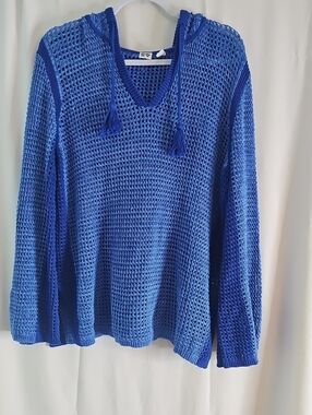 Roxy Blue Knit Hooded Sweater - Casual Lightweight Pullover